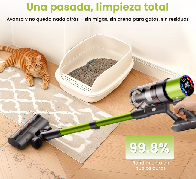 SmartAI V6 Aspiradora Sin Cable, Aspiradora Escoba 65KPA 650W Potente