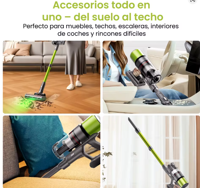 SmartAI V6 Aspiradora Sin Cable, Aspiradora Escoba 65KPA 650W Potente